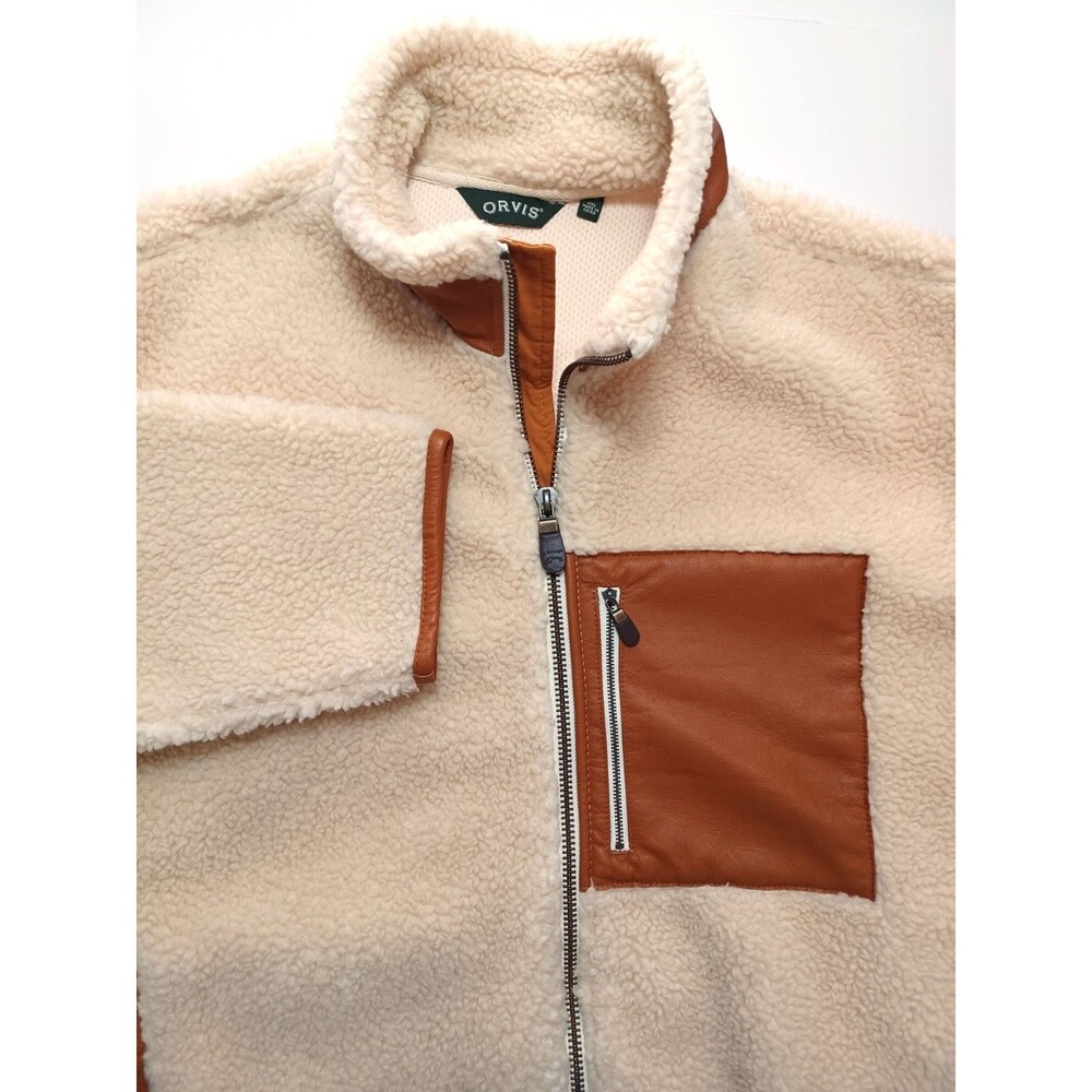 Orvis Cream and Brown Bomber Jacket